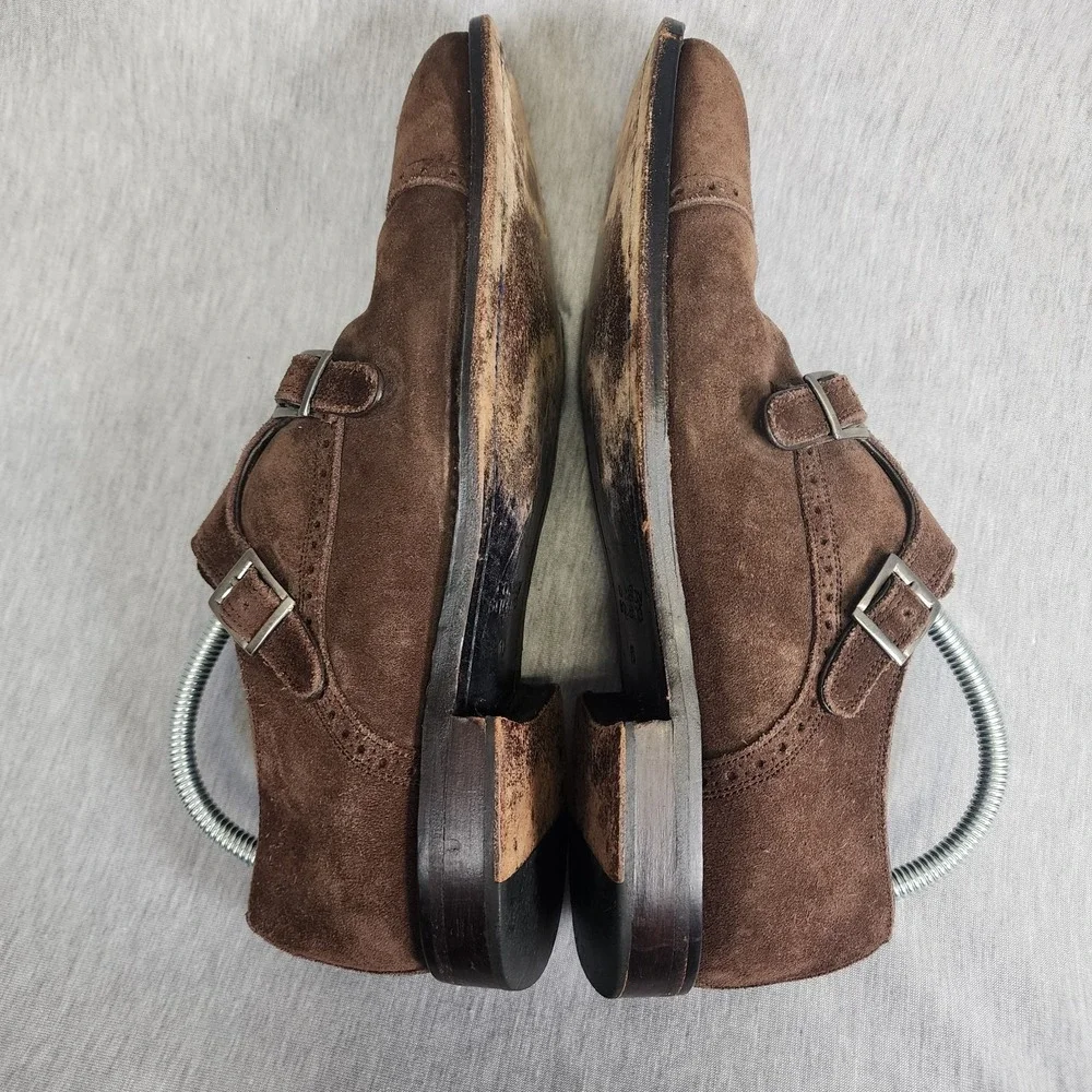Crosby Square Allen Size 10 Double Monk Strap Brown Suede Loafer Dress‎ Shoes